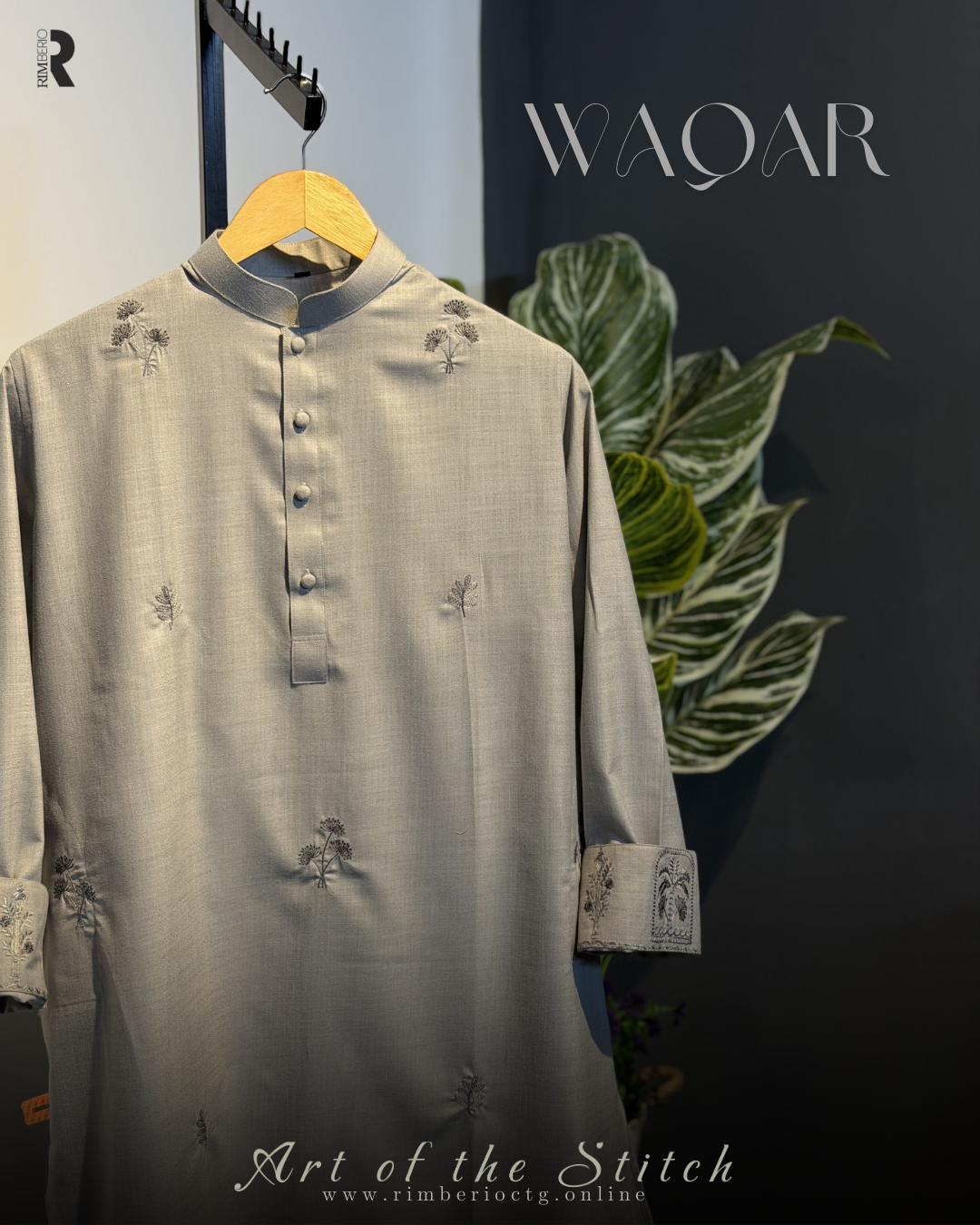 (Pre Order)WAQAR | STONE GREY PANJABI
