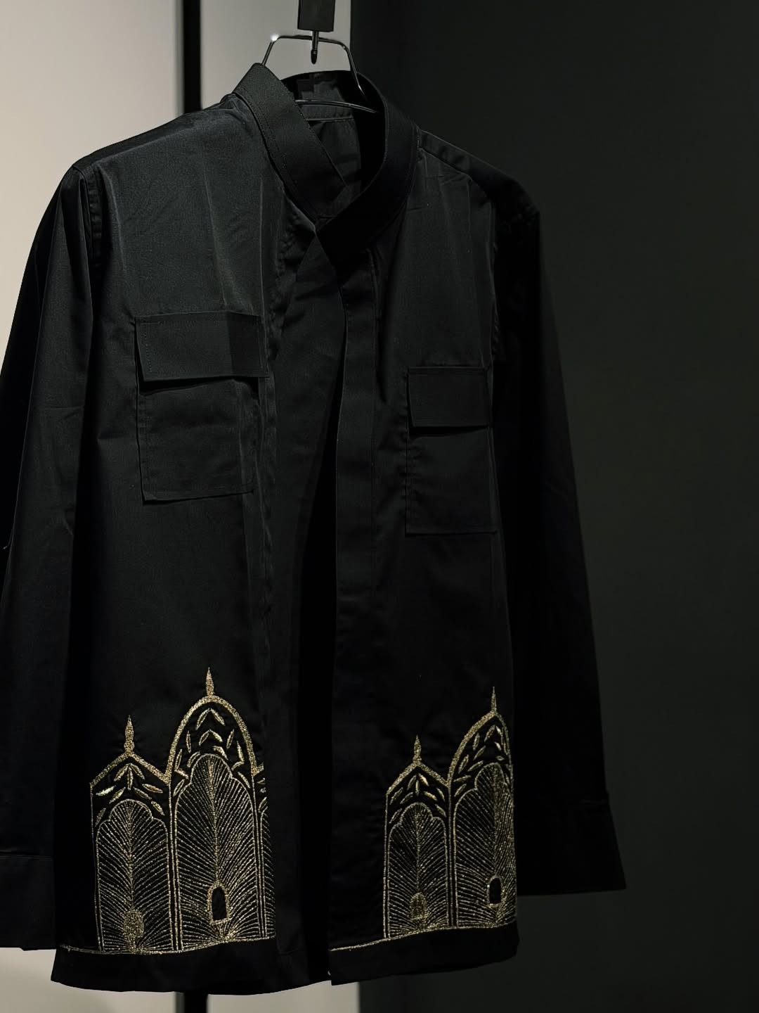 Royal black shirt with handcrafted golden detailing