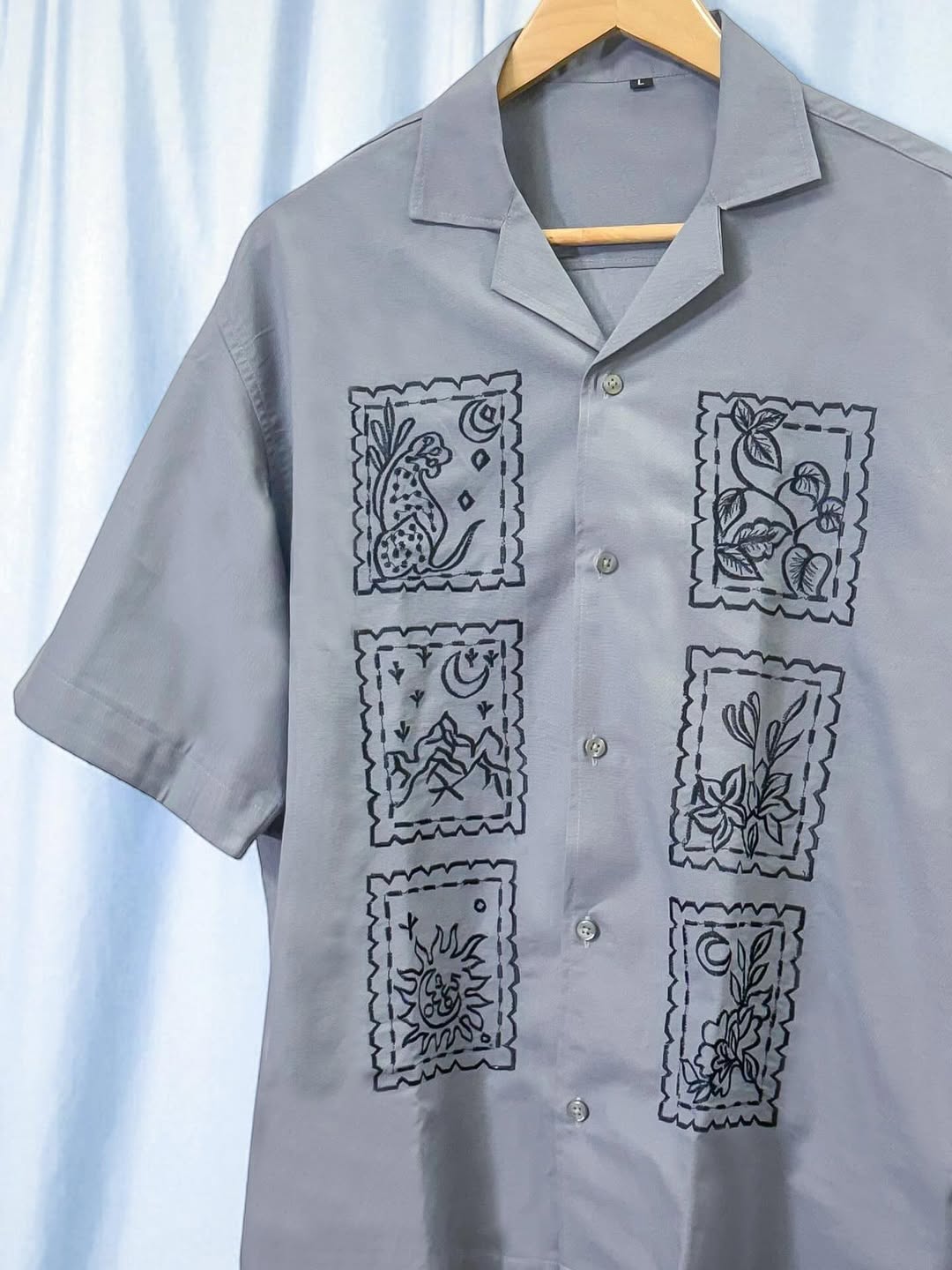 Light Ash Cuban Collar Drop Shoulder Shirt