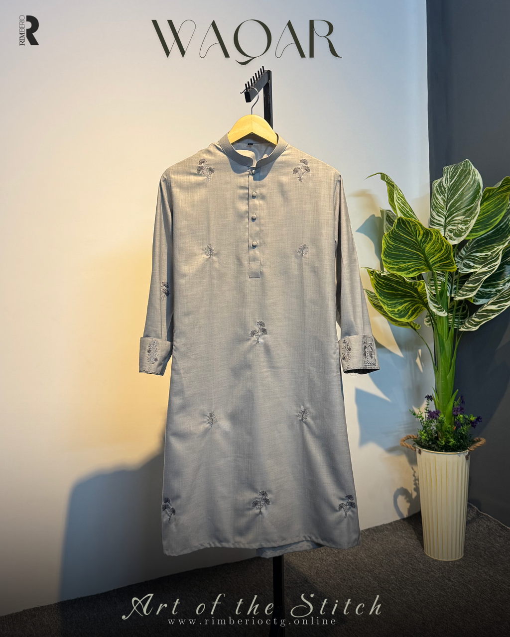 (Pre Order)WAQAR | STONE GREY PANJABI