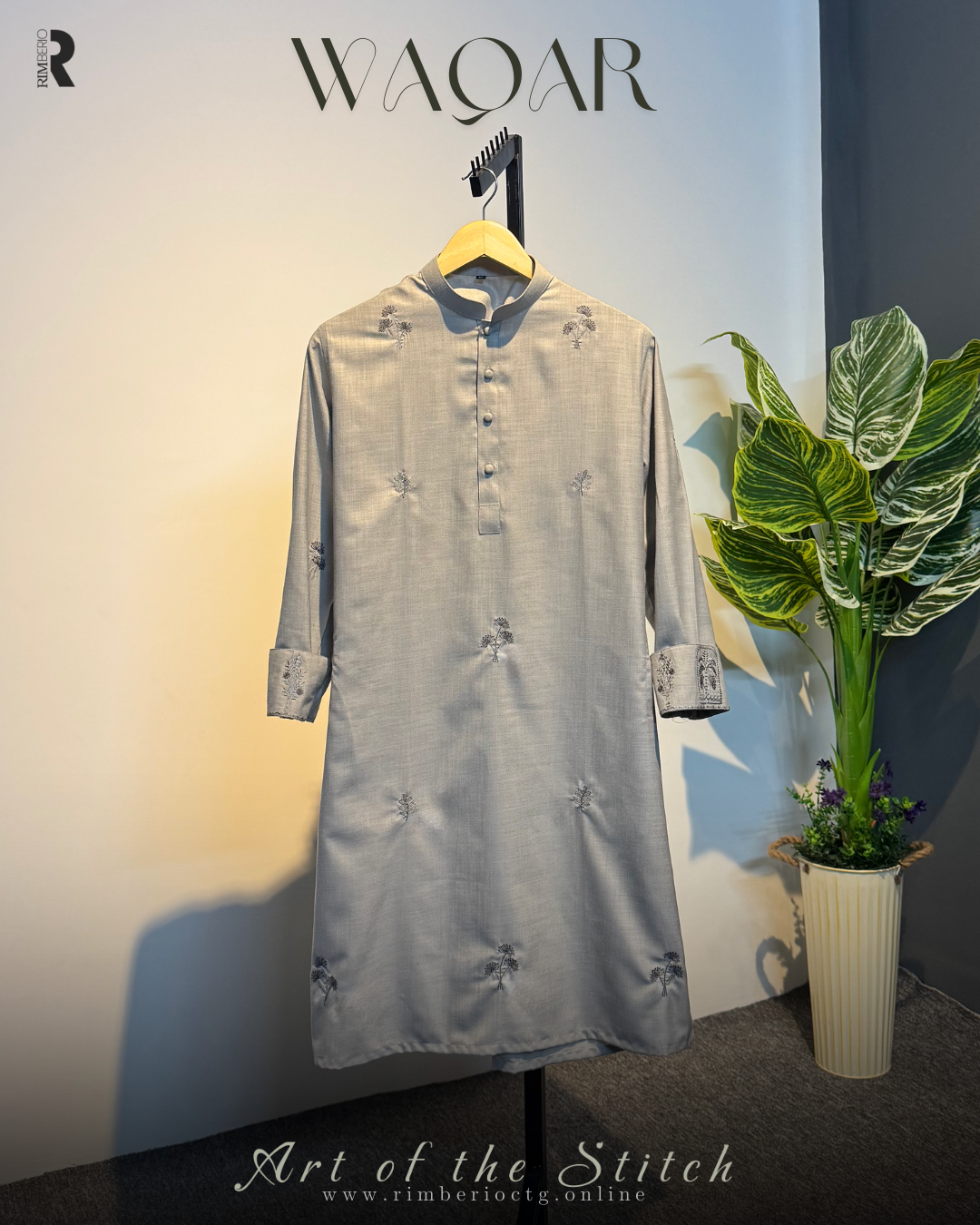 (Pre Order)WAQAR | STONE GREY PANJABI