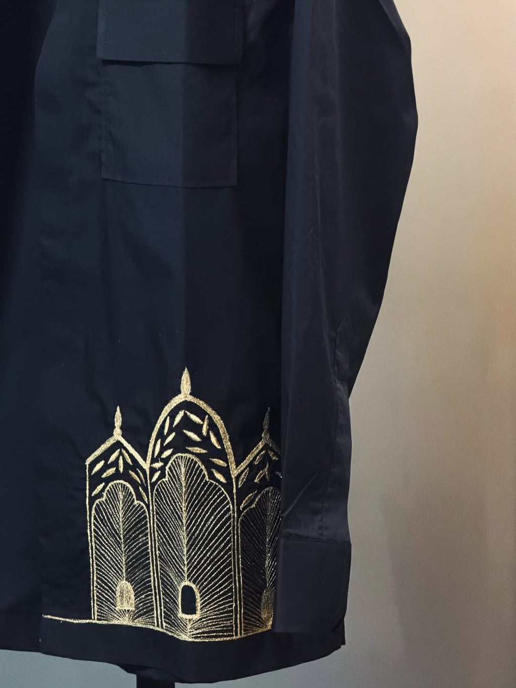 Royal black shirt with handcrafted golden detailing