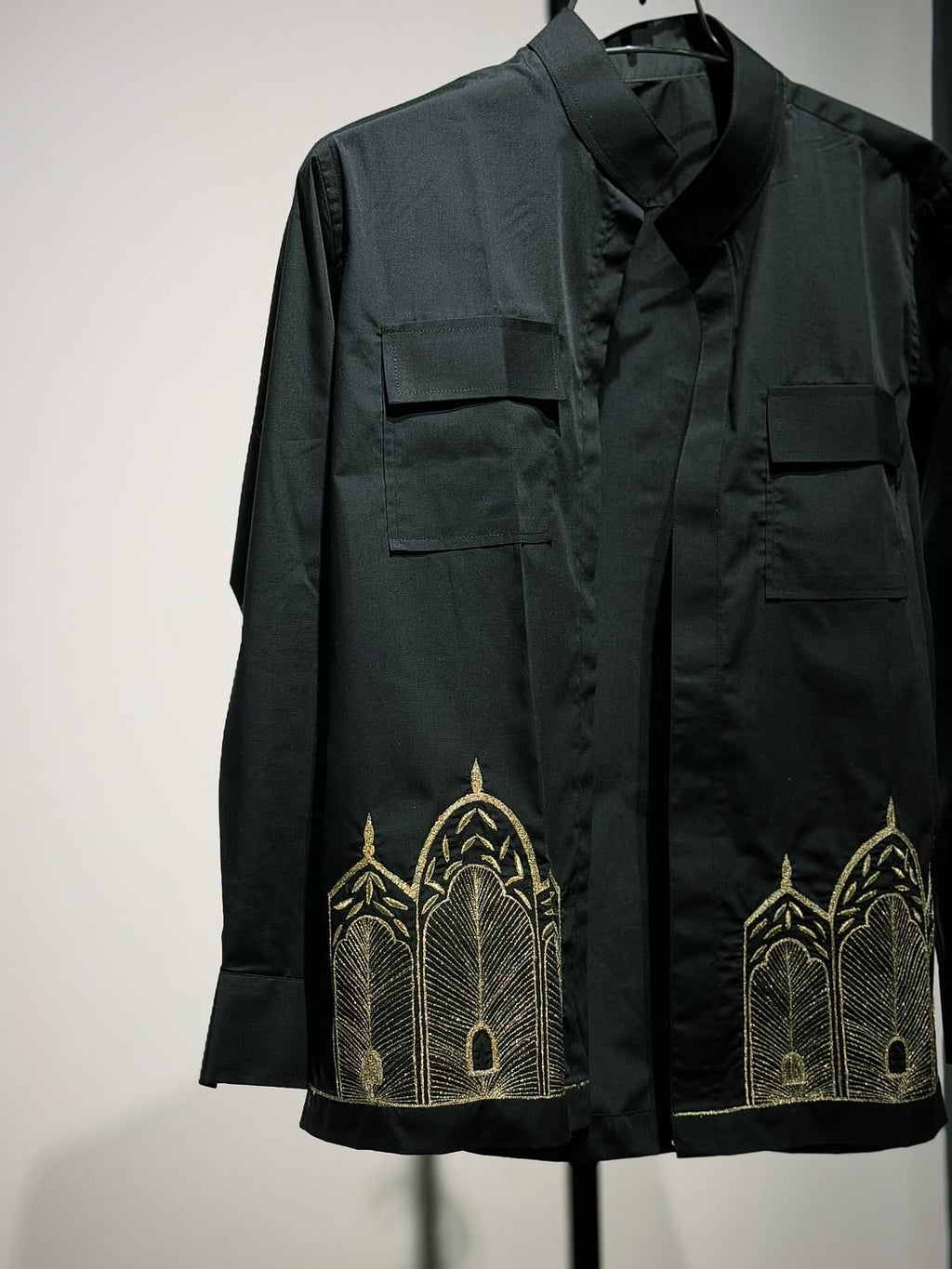 Royal black shirt with handcrafted golden detailing