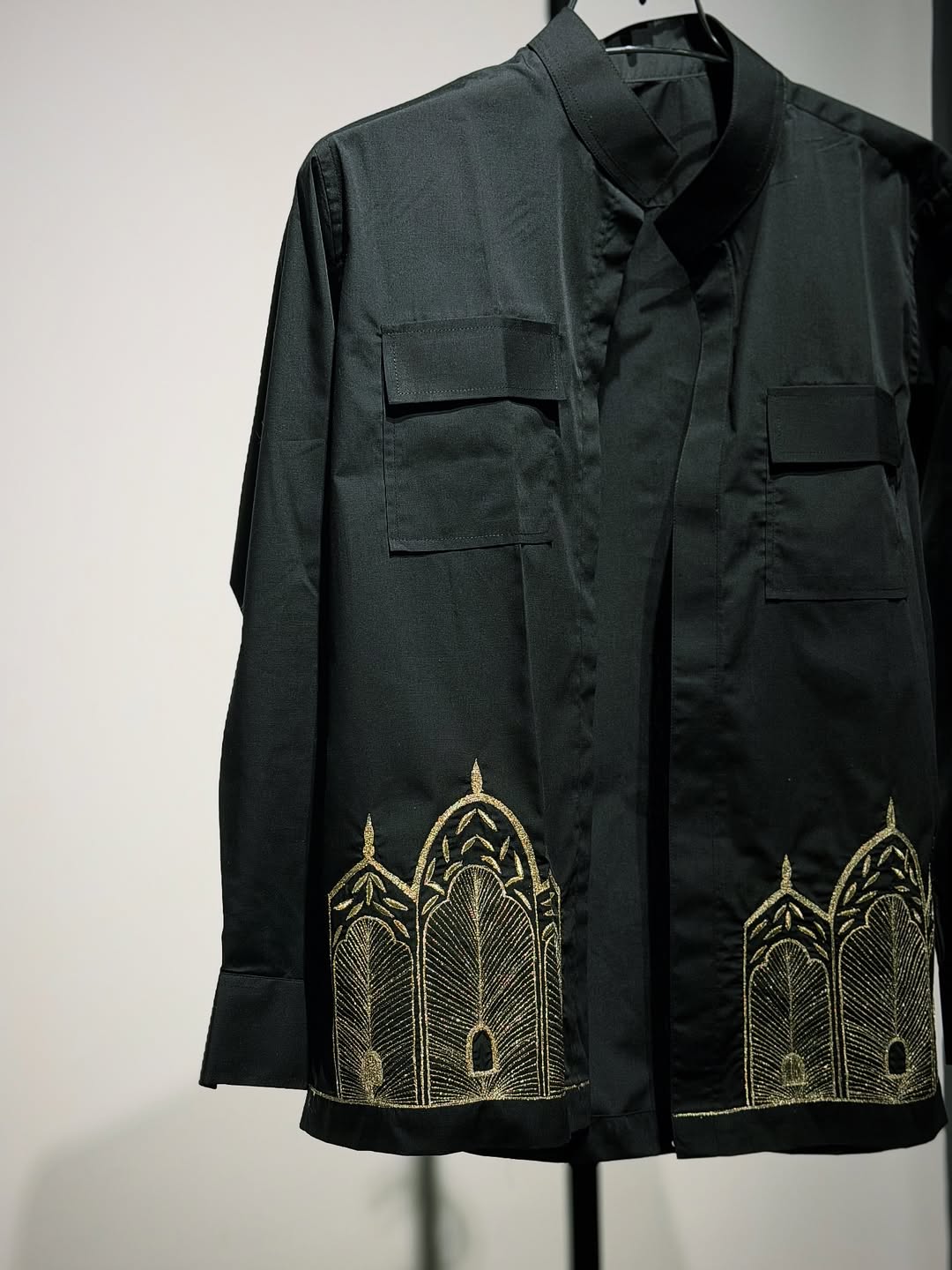 Royal black shirt with handcrafted golden detailing
