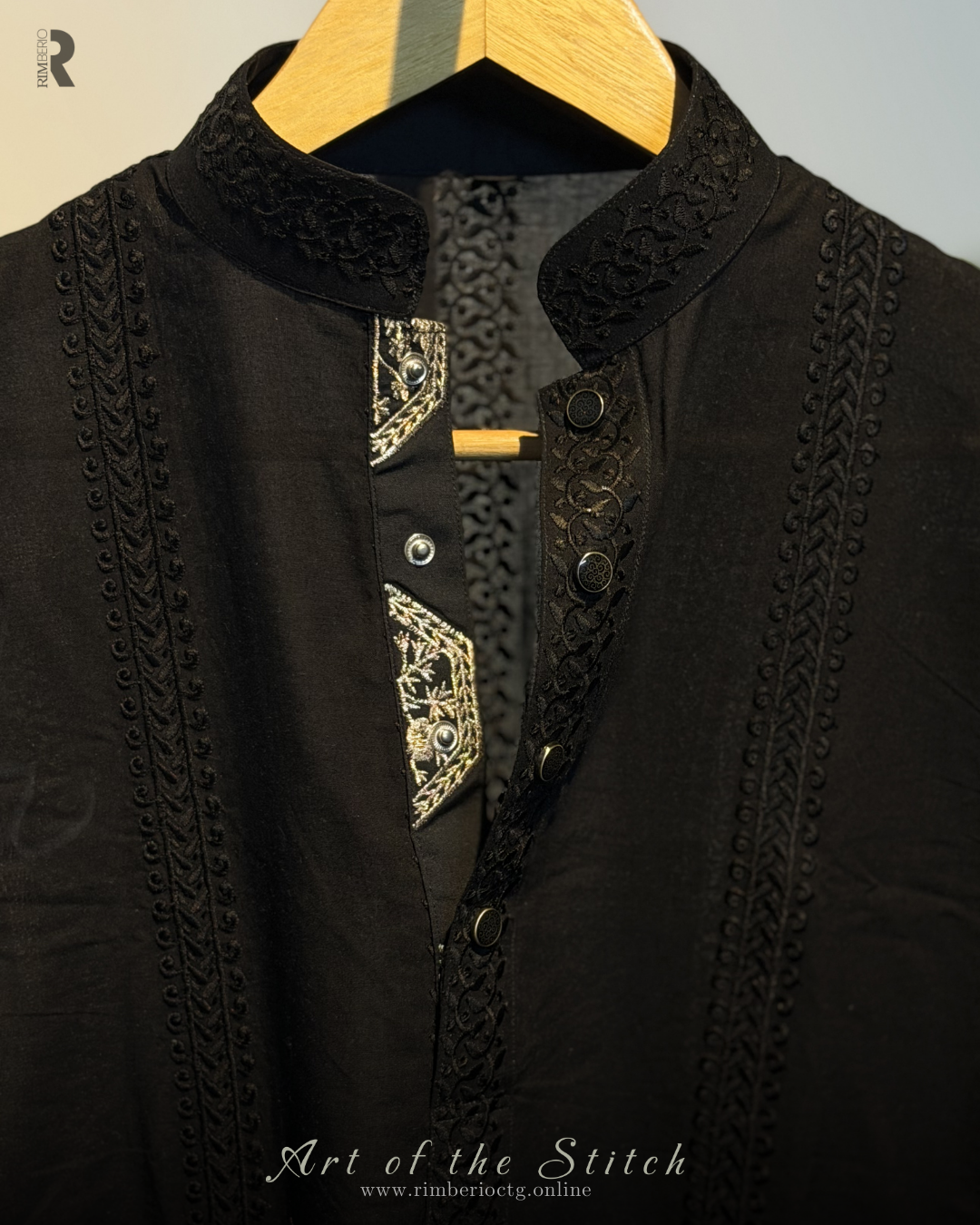 ASWAD | BLACK EMBROIDERED PANJABI