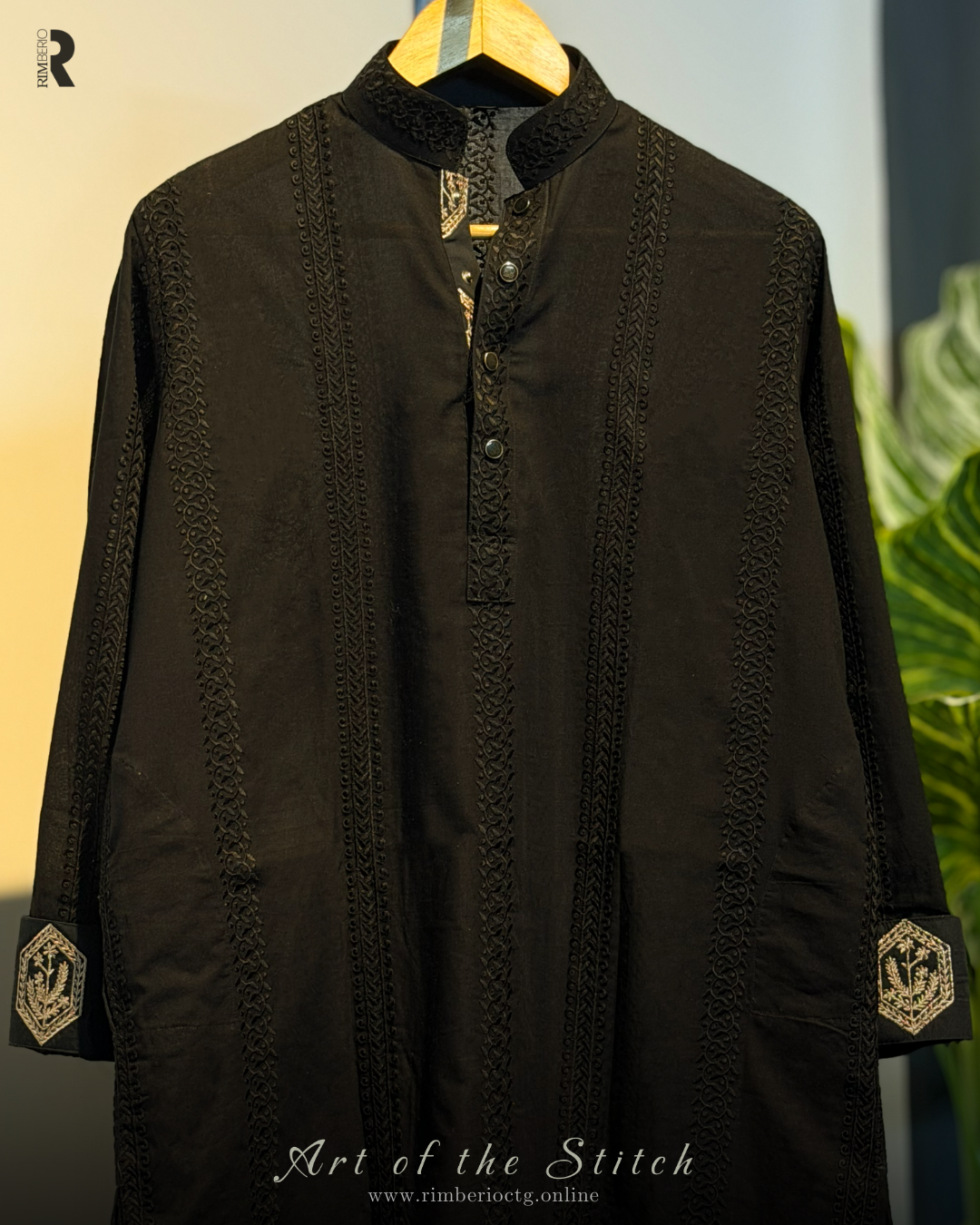ASWAD | BLACK EMBROIDERED PANJABI