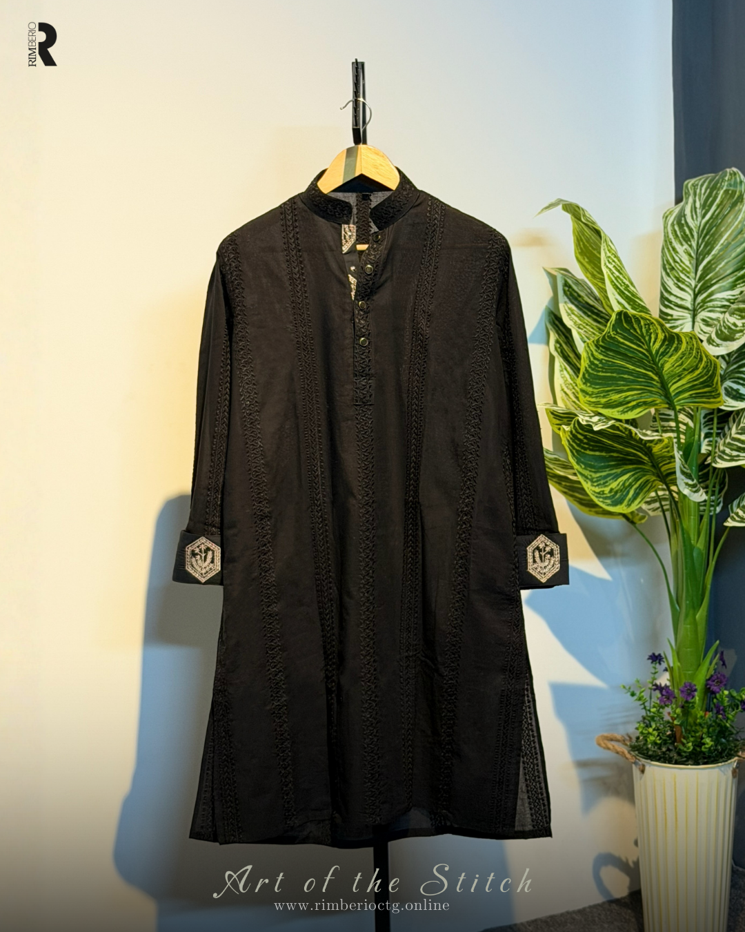 ASWAD | BLACK EMBROIDERED PANJABI